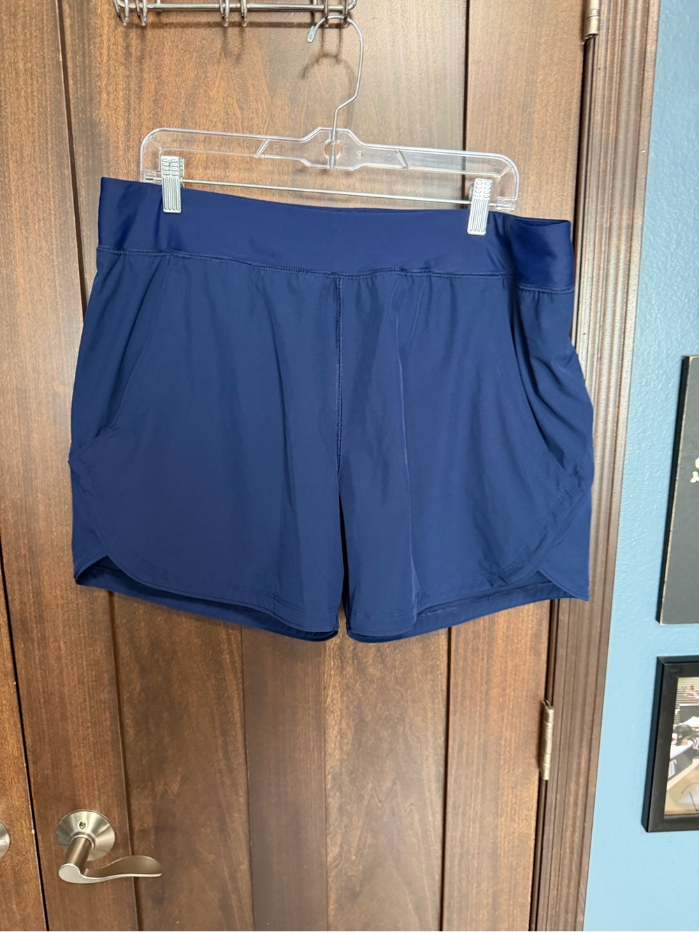 Lands' End Navy Athletic Shorts with Side Pockets